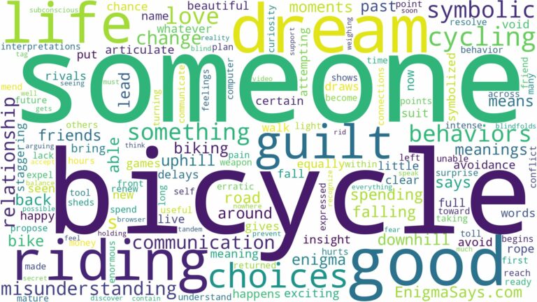 dreaming about someone riding a bicycle and related dreams with their meanings in a word cloud