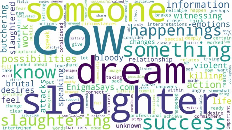 dreaming about someone slaughtering a cow and related dreams with their meanings in a word cloud