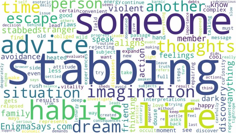 dreaming about someone stabbing another person and related dreams with their meanings in a word cloud