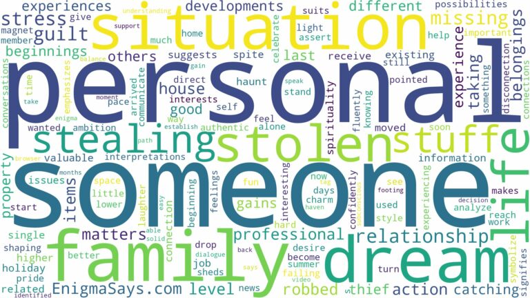 dreaming about someone stealing your stuff and related dreams with their meanings in a word cloud