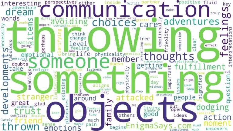 dreaming about someone throwing something at you and related dreams with their meanings in a word cloud