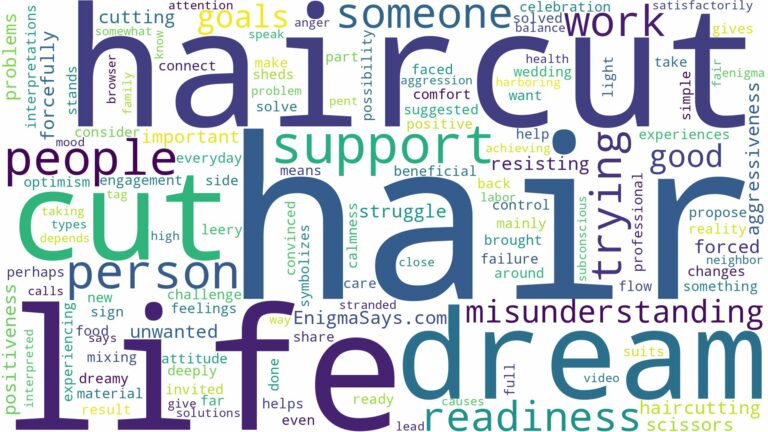 dreaming about someone trying to cut your hair and related dreams with their meanings in a word cloud