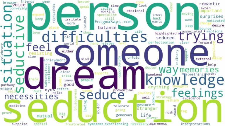 dreaming about someone trying to seduce you and related dreams with their meanings in a word cloud