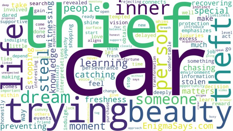 dreaming about someone trying to steal your car and related dreams with their meanings in a word cloud