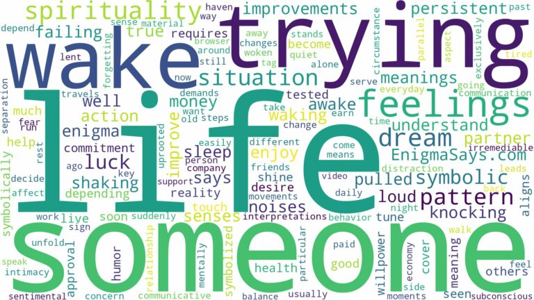 dreaming about someone trying to wake you up and related dreams with their meanings in a word cloud