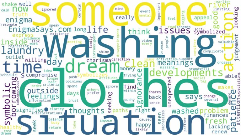 dreaming about someone washing clothes and related dreams with their meanings in a word cloud