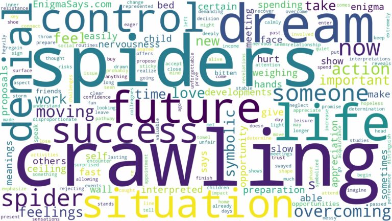 dreaming of spider crawling and related dreams with their meanings in a word cloud