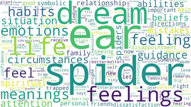 dream about spider in ear and related dreams with their meanings in a word cloud