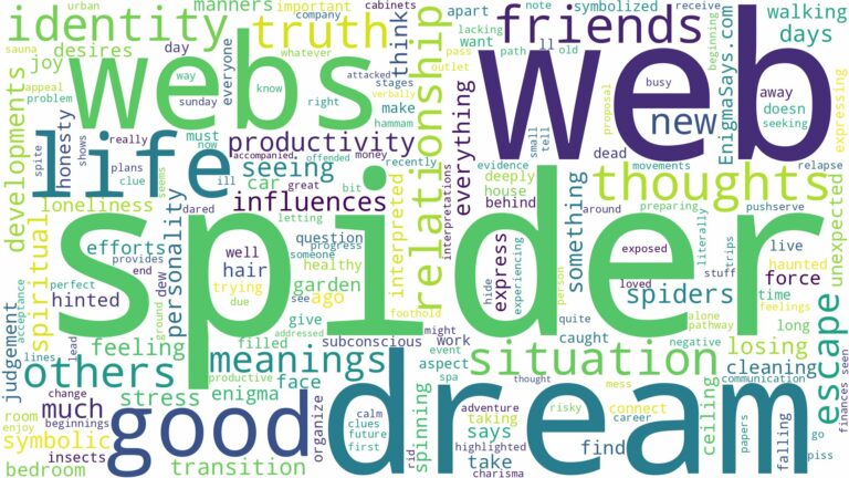 dream about spider web and related dreams with their meanings in a word cloud
