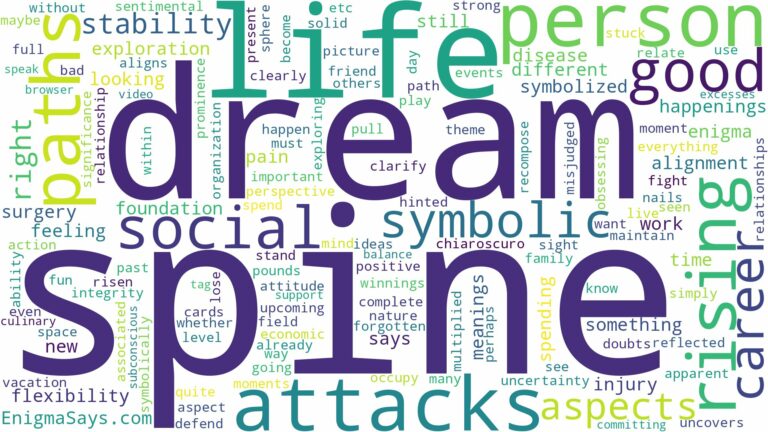 dream about spine and related dreams with their meanings in a word cloud