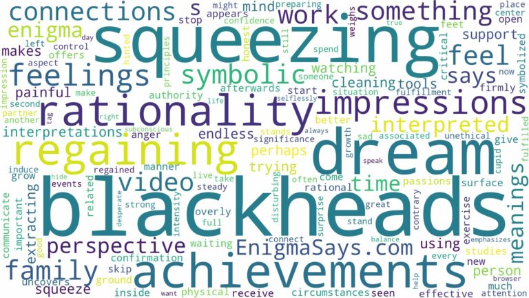 dream of squeezing blackheads and related dreams with their meanings in a word cloud