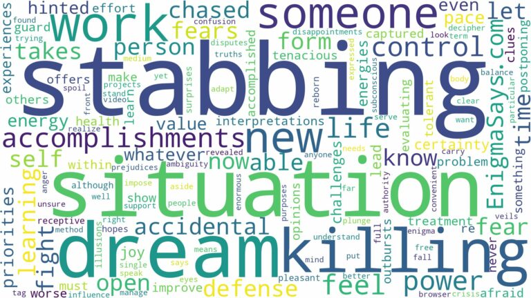dreaming of stabbing and killing someone and related dreams with their meanings in a word cloud