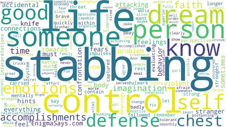 dreaming of stabbing someone in the chest and related dreams with their meanings in a word cloud