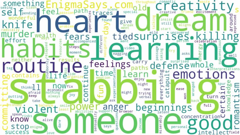 dreaming of stabbing someone in the heart and related dreams with their meanings in a word cloud
