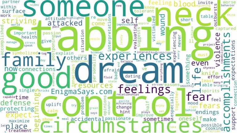 dreaming of stabbing someone in the neck and related dreams with their meanings in a word cloud