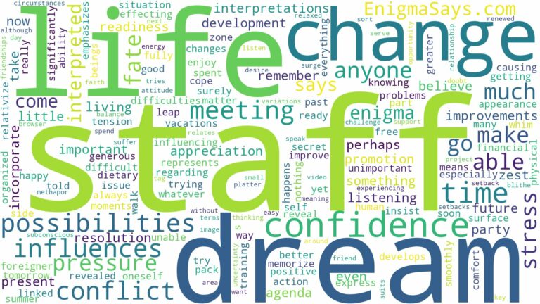 dream about staff and related dreams with their meanings in a word cloud