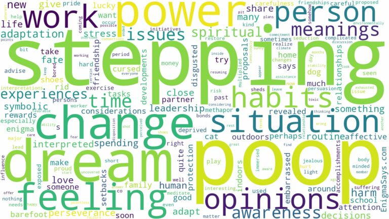dream of stepping in poop and related dreams with their meanings in a word cloud