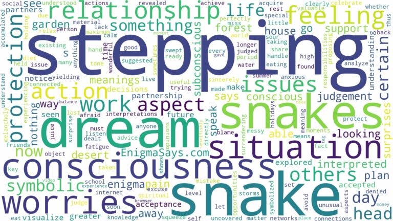 dream of stepping on snakes and related dreams with their meanings in a word cloud