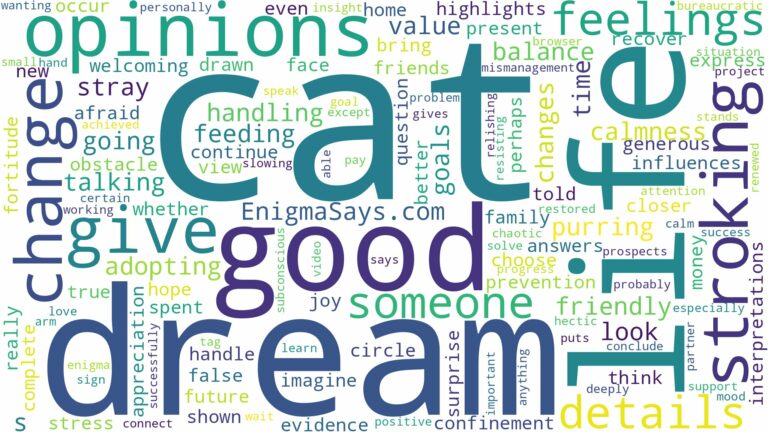 dream of stroking a cat and related dreams with their meanings in a word cloud