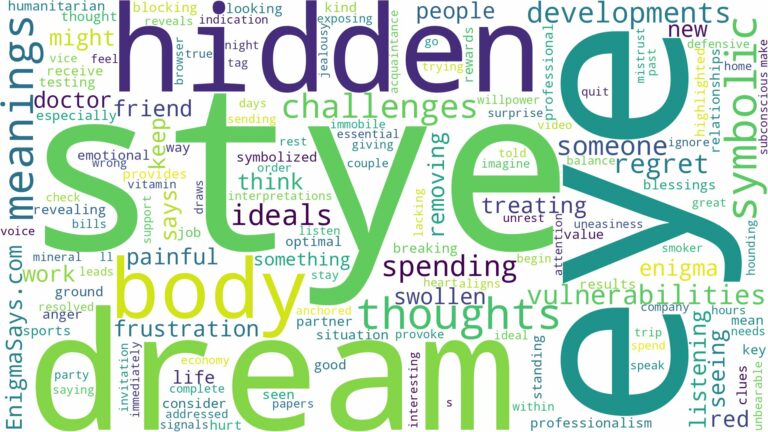 dream about stye in eye and related dreams with their meanings in a word cloud