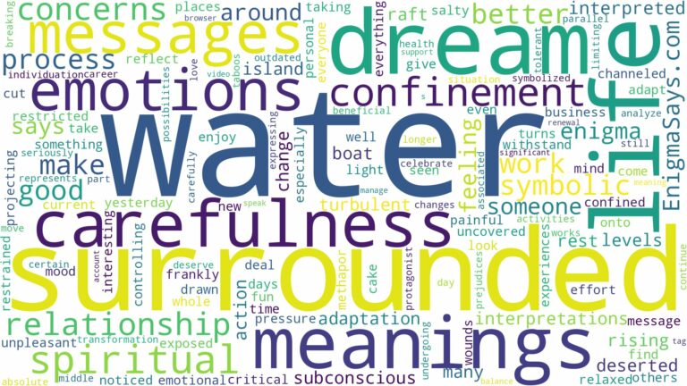 dream about surrounded by water and related dreams with their meanings in a word cloud