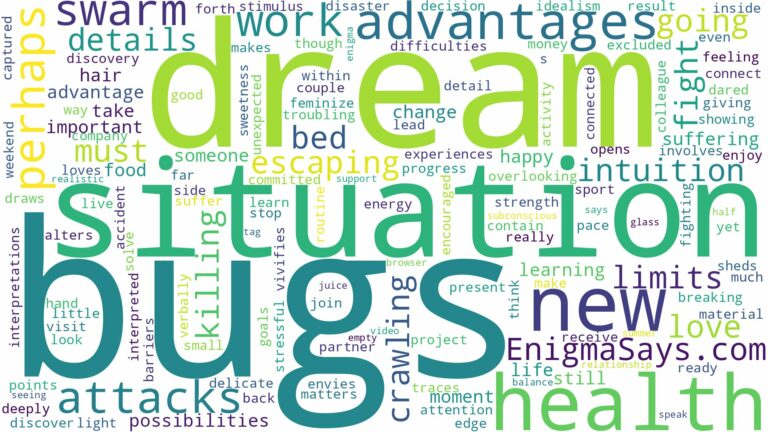 dream about swarm of bugs and related dreams with their meanings in a word cloud