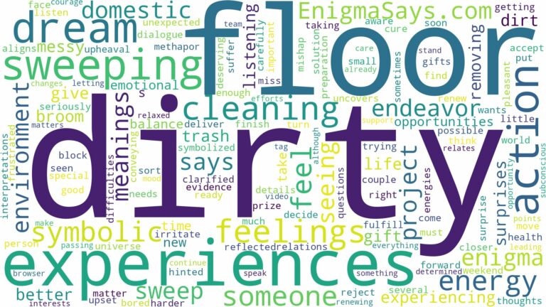 dreaming of sweeping dirty floor and related dreams with their meanings in a word cloud