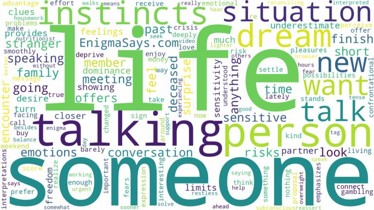 dreaming of talking to someone you don't talk to and related dreams with their meanings in a word cloud