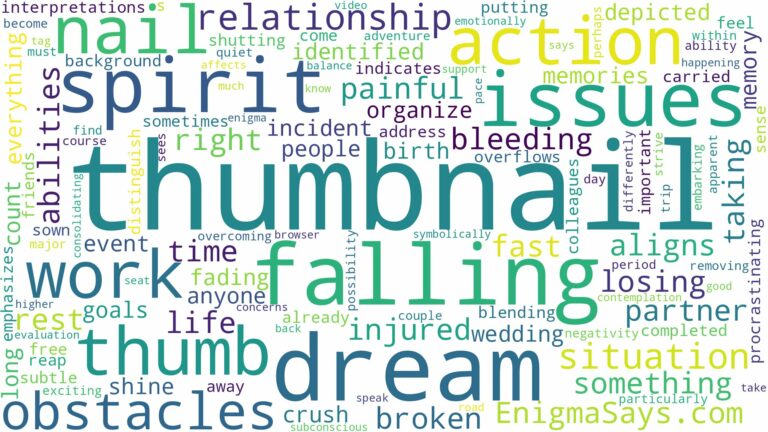 dreaming about thumb nail falling off and related dreams with their meanings in a word cloud