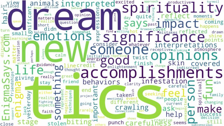 dreams about tics and related dreams with their meanings in a word cloud