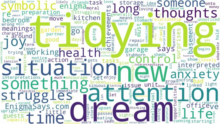 dream of tidying and related dreams with their meanings in a word cloud