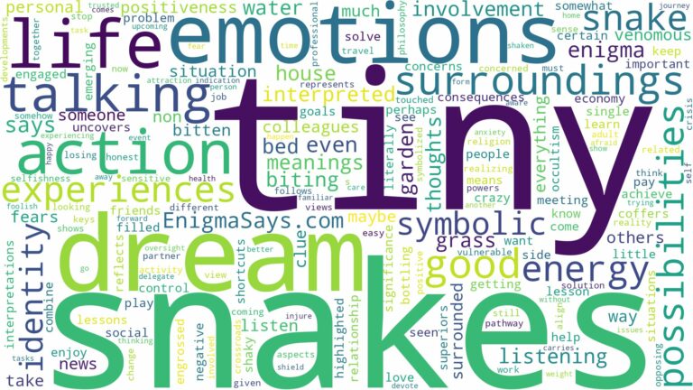 dream about tiny snakes and related dreams with their meanings in a word cloud