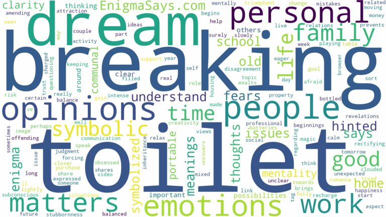 dreaming of toilet breaking and related dreams with their meanings in a word cloud
