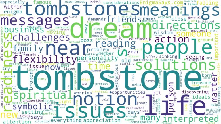 dream about tombstone and related dreams with their meanings in a word cloud