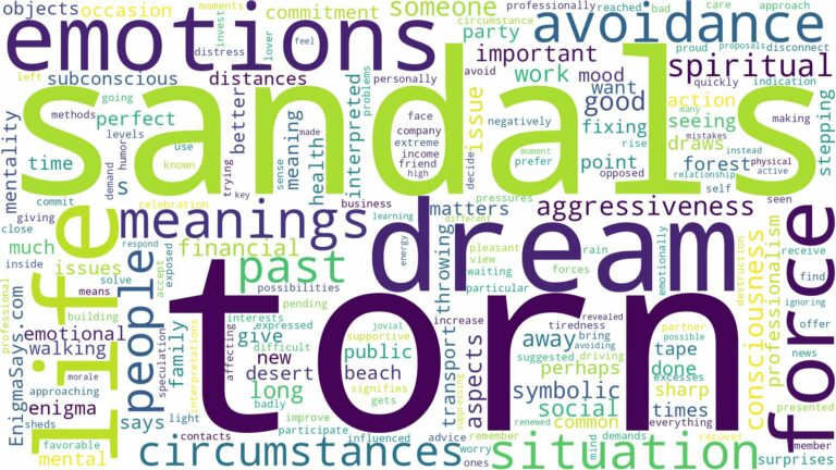 dream about torn sandals and related dreams with their meanings in a word cloud