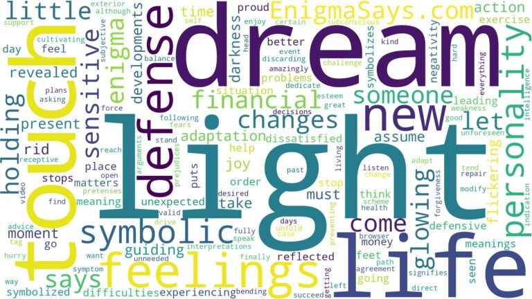 dream about touch light and related dreams with their meanings in a word cloud