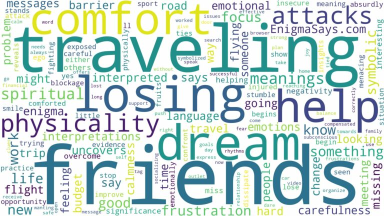 dreaming of traveling with friends and related dreams with their meanings in a word cloud