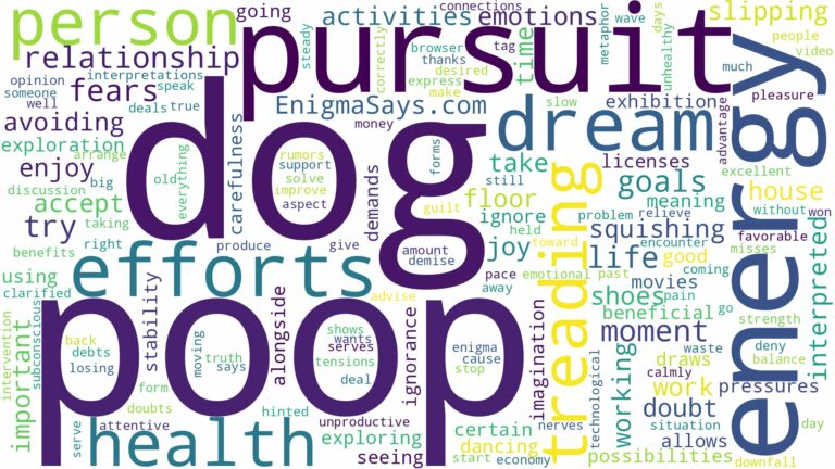 dreaming of treading in dog poop and related dreams with their meanings in a word cloud