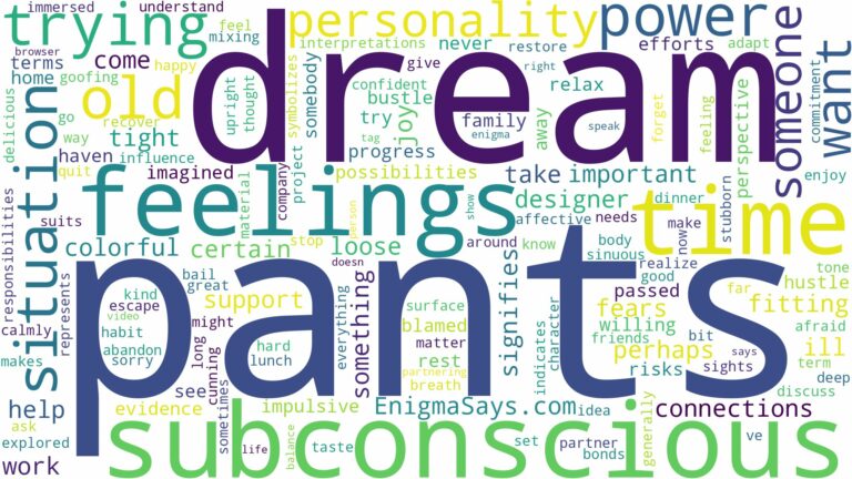dream of trying on pants and related dreams with their meanings in a word cloud