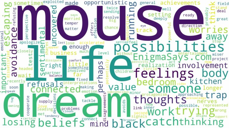 dreaming of trying to catch a mouse and related dreams with their meanings in a word cloud