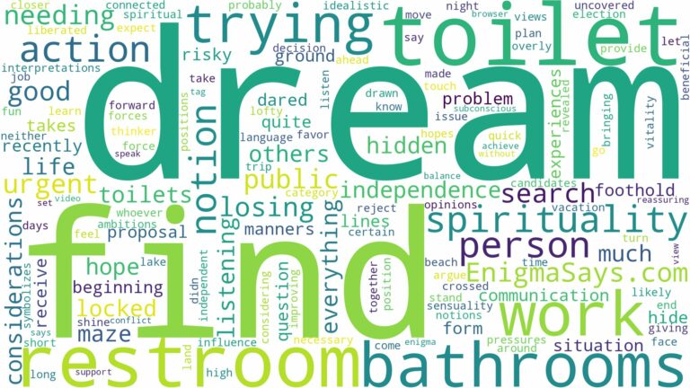 dreaming of trying to find a toilet and related dreams with their meanings in a word cloud