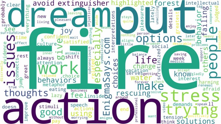 dreaming of trying to put out a fire and related dreams with their meanings in a word cloud