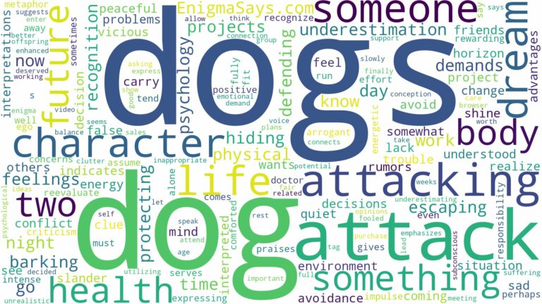 dreaming about two dogs attacking you and related dreams with their meanings in a word cloud