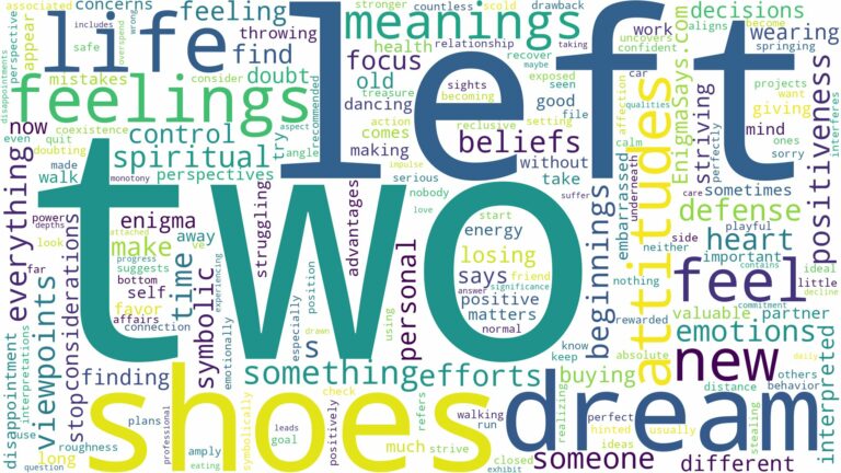 dream about two left shoes and related dreams with their meanings in a word cloud