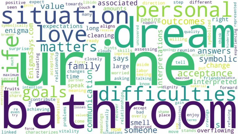 dream about urine in bathroom and related dreams with their meanings in a word cloud