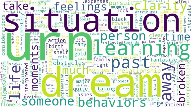 dream about urn and related dreams with their meanings in a word cloud