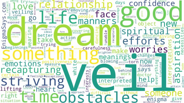 dream about veil and related dreams with their meanings in a word cloud