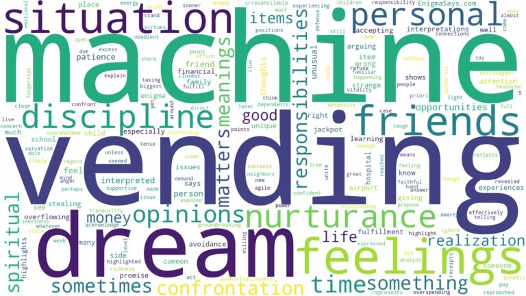 dream of vending machine and related dreams with their meanings in a word cloud