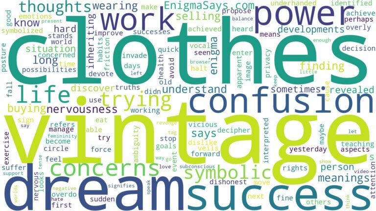 dream about vintage clothes and related dreams with their meanings in a word cloud
