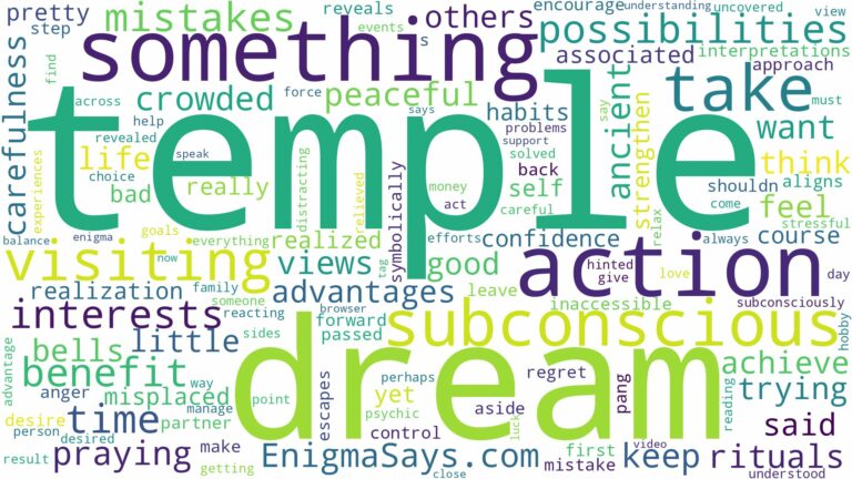 dream of visiting temple and related dreams with their meanings in a word cloud